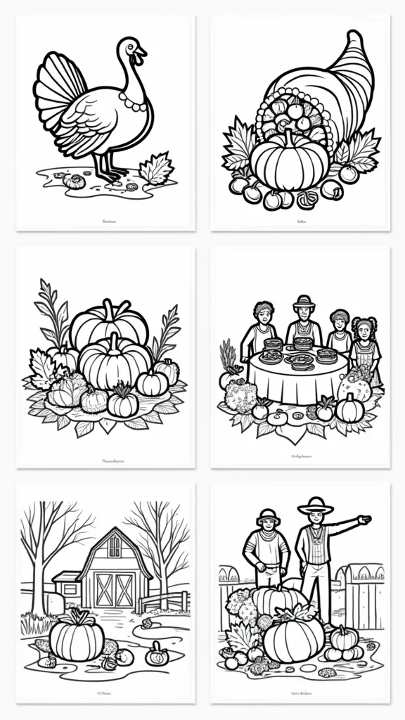 Pages de couleurs gratuites de Thanksgiving